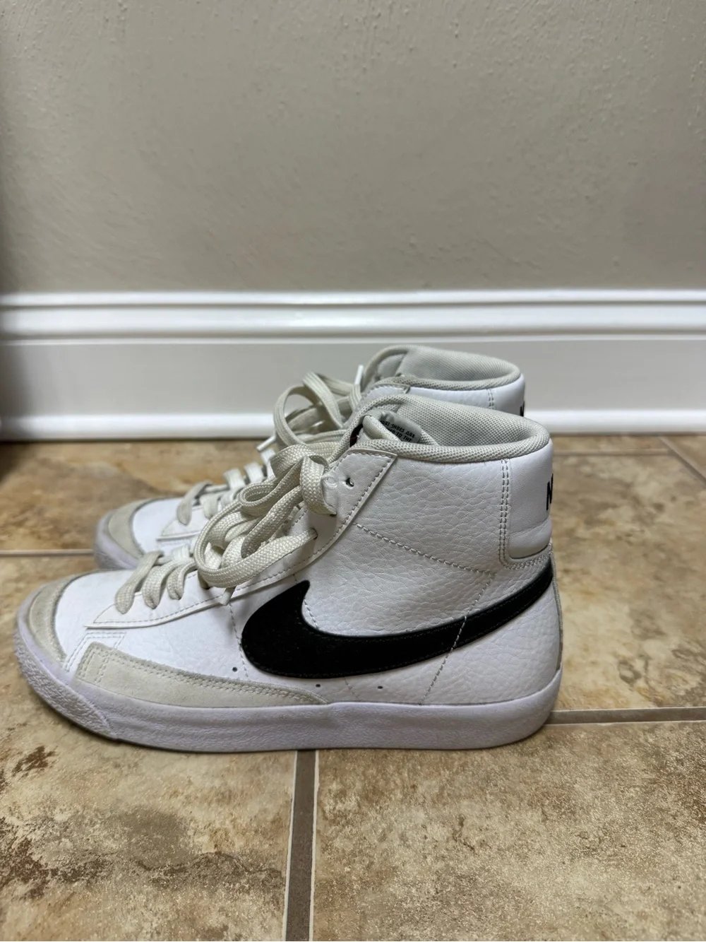 Nike Kids White and Black High-Top Sneakers